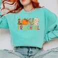 Love Preschool Happy Fall Thanksgiving Women Teacher Comfort Colors Sweatshirt Chalky Mint Love Preschool Happy Fall Thanksgiving Women Teacher Comfort Colors Sweatshirt Chalky Mint
