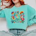 Maestra Flowers Spanish Teacher Cinco De Mayo Comfort Colors Sweatshirt Chalky Mint Maestra Flowers Spanish Teacher Cinco De Mayo Comfort Colors Sweatshirt Chalky Mint
