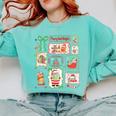 Merry And Bright Christmas Gingerbread Santa Book Teacher Comfort Colors Sweatshirt Chalky Mint