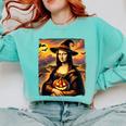 Mona Lisa Pumpkin Halloween Art Teacher Witchy Women Kids Comfort Colors Sweatshirt Chalky Mint Mona Lisa Pumpkin Halloween Art Teacher Witchy Women Kids Comfort Colors Sweatshirt Chalky Mint