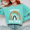 Montessori Teacher Halloween Boo Rainbow Leopard Halloween Comfort Colors Sweatshirt Chalky Mint