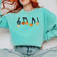 Music Notes Pumpkin Music Teacher Musician Fall Halloween Men Women Kids Comfort Colors Sweatshirt Chalky Mint