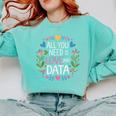 All You Need Is Love And Data Teacher Valentine's Day Comfort Colors Sweatshirt Chalky Mint