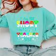 I Am Not Short I Am Pre-K Teacher Size Teacher For Men Women Kids Comfort Colors Sweatshirt Chalky Mint