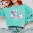 In October We Wear Pink Ballet Ghost Teacher Breast Cancer Comfort Colors Sweatshirt Chalky Mint