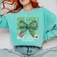 One Lucky Teacher Coquette Bow St Patricks Day Teacher Comfort Colors Sweatshirt Chalky Mint One Lucky Teacher Coquette Bow St Patricks Day Teacher Comfort Colors Sweatshirt Chalky Mint