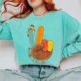 One Thankful Teacher Thanksgiving Turkey Peace Hand Sign Comfort Colors Sweatshirt Chalky Mint One Thankful Teacher Thanksgiving Turkey Peace Hand Sign Comfort Colors Sweatshirt Chalky Mint
