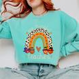 One Thankful Teacher Thanksgiving Turkey Rainbow Fall Comfort Colors Sweatshirt Chalky Mint One Thankful Teacher Thanksgiving Turkey Rainbow Fall Comfort Colors Sweatshirt Chalky Mint