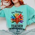 One Thankful Teacher Thanksgiving TurkeyCute Pencil Comfort Colors Sweatshirt Chalky Mint