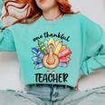 One Thankful Teacher Turkey Pencil Thanksgiving Teachers Comfort Colors Sweatshirt Chalky Mint