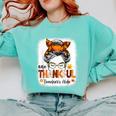 One Thankful Teacher's Aide Messy Bun Thanksgiving Fall Comfort Colors Sweatshirt Chalky Mint
