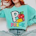 P Is For Pre-K Teacher Pencil Apple Back To School Comfort Colors Sweatshirt Chalky Mint P Is For Pre-K Teacher Pencil Apple Back To School Comfort Colors Sweatshirt Chalky Mint