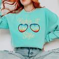 P41l Retro Kickin It 5th Grade Style Teacher Back To School For Men Women Girls Kids Comfort Colors Sweatshirt Chalky Mint