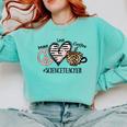 Peace Love Coffee Science Teacher Comfort Colors Sweatshirt Chalky Mint