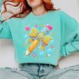Pencil Leopard Coquette Bow Teacher Life Back To School Comfort Colors Sweatshirt Chalky Mint Pencil Leopard Coquette Bow Teacher Life Back To School Comfort Colors Sweatshirt Chalky Mint