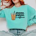 Phonemes Graphemes And Caffeine Coffee Teacher Appreciation Comfort Colors Sweatshirt Chalky Mint