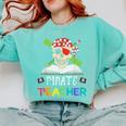 Pirate Teacher Halloween Skull Adult Comfort Colors Sweatshirt Chalky Mint