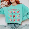 Pre K Is My Jam Teacher Team Crew Preschool Cute Strawberry Comfort Colors Sweatshirt Chalky Mint