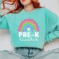 Pre-K Teacher Cute Pre Kindergarten For Teachers Rainbow For Men Women Kids Comfort Colors Sweatshirt Chalky Mint Pre-K Teacher Cute Pre Kindergarten For Teachers Rainbow For Men Women Kids Comfort Colors Sweatshirt Chalky Mint