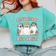 Preschool Boo Crew Groovy Halloween Floral Ghost Teacher Men Women Kids Comfort Colors Sweatshirt Chalky Mint Preschool Boo Crew Groovy Halloween Floral Ghost Teacher Men Women Kids Comfort Colors Sweatshirt Chalky Mint