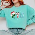 PTO Santa Hat Reindeer Parent Teacher Organization Christmas Comfort Colors Sweatshirt Chalky Mint