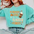 Pumpkin Spice Gives Me Teacher Powers Fall Thanksgiving Men Women Comfort Colors Sweatshirt Chalky Mint Pumpkin Spice Gives Me Teacher Powers Fall Thanksgiving Men Women Comfort Colors Sweatshirt Chalky Mint