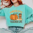 Pumpkin Spice And Teacher Life Halloween Teacher Comfort Colors Sweatshirt Chalky Mint Pumpkin Spice And Teacher Life Halloween Teacher Comfort Colors Sweatshirt Chalky Mint