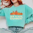 Que Pasa Calabaza Spanish Teacher Bilingual Pumpkin Women Comfort Colors Sweatshirt Chalky Mint