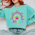 Rainbow I Believe In You Teacher Testing Day Comfort Colors Sweatshirt Chalky Mint Rainbow I Believe In You Teacher Testing Day Comfort Colors Sweatshirt Chalky Mint