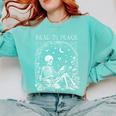 Read In Peace Skeleton Reading Teacher Spooky Halloween Comfort Colors Sweatshirt Chalky Mint Read In Peace Skeleton Reading Teacher Spooky Halloween Comfort Colors Sweatshirt Chalky Mint