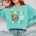Readers Are Leaders Reading Book Lover Teacher Women Men Kid Comfort Colors Sweatshirt Chalky Mint