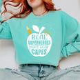 Real Superheroes Wear No Capes Teacher Design Teach Comfort Colors Sweatshirt Chalky Mint