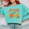 Retro Fall In Love With Learning Autumn Pumpkin Teacher Comfort Colors Sweatshirt Chalky Mint