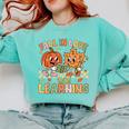 Retro Fall In Love With Learning Autumn Pumpkin Teacher Kids Comfort Colors Sweatshirt Chalky Mint