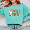 Retro Grovvy Coffee Teach Repeat Teacher Comfort Colors Sweatshirt Chalky Mint Retro Grovvy Coffee Teach Repeat Teacher Comfort Colors Sweatshirt Chalky Mint