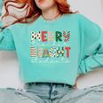 Retro Merry Teacher Bright Students Christmas Teacher Comfort Colors Sweatshirt Chalky Mint Retro Merry Teacher Bright Students Christmas Teacher Comfort Colors Sweatshirt Chalky Mint