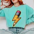 Retro Pencil Pencil Back To School Teacher Student Comfort Colors Sweatshirt Chalky Mint Retro Pencil Pencil Back To School Teacher Student Comfort Colors Sweatshirt Chalky Mint