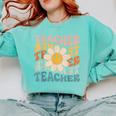Retro Teacher Daisy Colorful Elementary School Teacher Comfort Colors Sweatshirt Chalky Mint