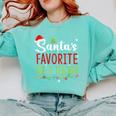 Santa's Favorite Pre-K Teacher Christmas Santa Hat Lights For Men Women Kids Comfort Colors Sweatshirt Chalky Mint