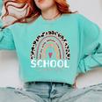 School Psych Teacher School Psychologist Leopard Rainbow Comfort Colors Sweatshirt Chalky Mint