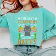 School Teacher A Bit Batty Teaching Bat Halloween Costume Comfort Colors Sweatshirt Chalky Mint