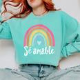 Sé Amable Spanish Bilingual Teacher Be Kind Boho Rainbow Comfort Colors Sweatshirt Chalky Mint