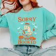 Sorry I'm Booked Ghost Reading Book Lover Teacher Halloween Comfort Colors Sweatshirt Chalky Mint