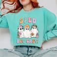 SPED Boo Crew Halloween Floral Ghost Special Ed SPED Teacher For Men Women Kids Comfort Colors Sweatshirt Chalky Mint