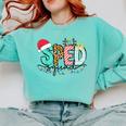 SPED Squad Special Education Teacher Autism Christmas Women Comfort Colors Sweatshirt Chalky Mint