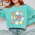 SPED Teacher Halloween Spooky Special Education Team Men Women Kids Comfort Colors Sweatshirt Chalky Mint