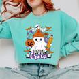 Spooky Para Crew Ghost Halloween Paraprofessional Teacher Comfort Colors Sweatshirt Chalky Mint