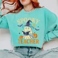 Spooky Teacher Halloween Cute Ghost Pumpkin Reading Women Comfort Colors Sweatshirt Chalky Mint