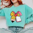 Student Teacher Coquette Bow Pencil Back To School First Day Comfort Colors Sweatshirt Chalky Mint Student Teacher Coquette Bow Pencil Back To School First Day Comfort Colors Sweatshirt Chalky Mint