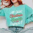 Students Saying 6-7 67 Six Seven Teacher Christmas Comfort Colors Sweatshirt Chalky Mint Students Saying 6-7 67 Six Seven Teacher Christmas Comfort Colors Sweatshirt Chalky Mint